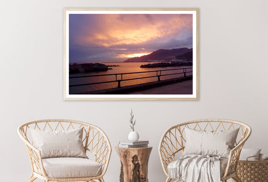 Sky With Sunset Behind Mountain Home Decor Premium Quality Poster Print Choose Your Sizes