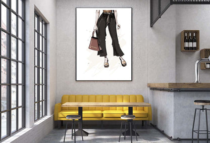 Stylish Brown Slippers with Elegant Handbag Design Home Decor Premium Quality Poster Print Choose Your Sizes