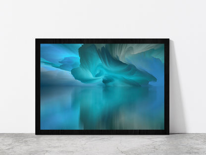 Surreal Lake & Reflections Abstract Glass Framed Wall Art, Ready to Hang Quality Print Without White Border Black