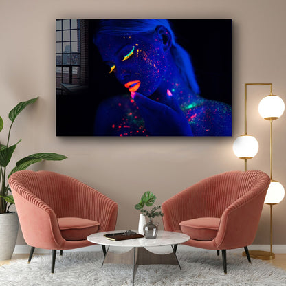 Neon Woman Abstract UV Direct Aluminum Print Australian Made Quality