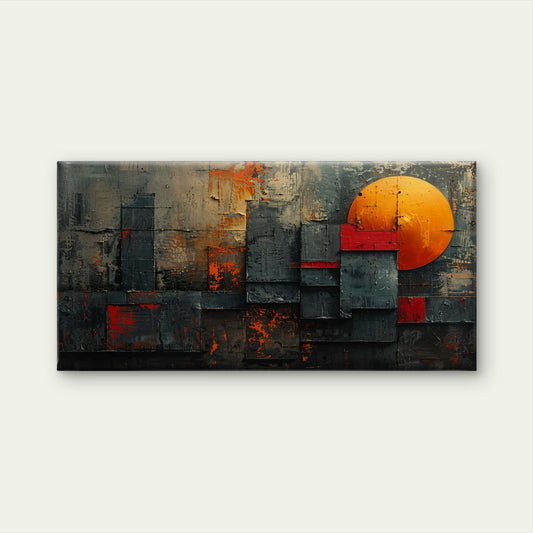 Modern Industrial Sunset Abstract City Wall Art Canvas Office Home Framed 120x60cm