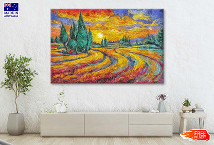 Van Gogh's Painting Wheat Field with Cypresses Wall Art Limited Edition High Quality Print