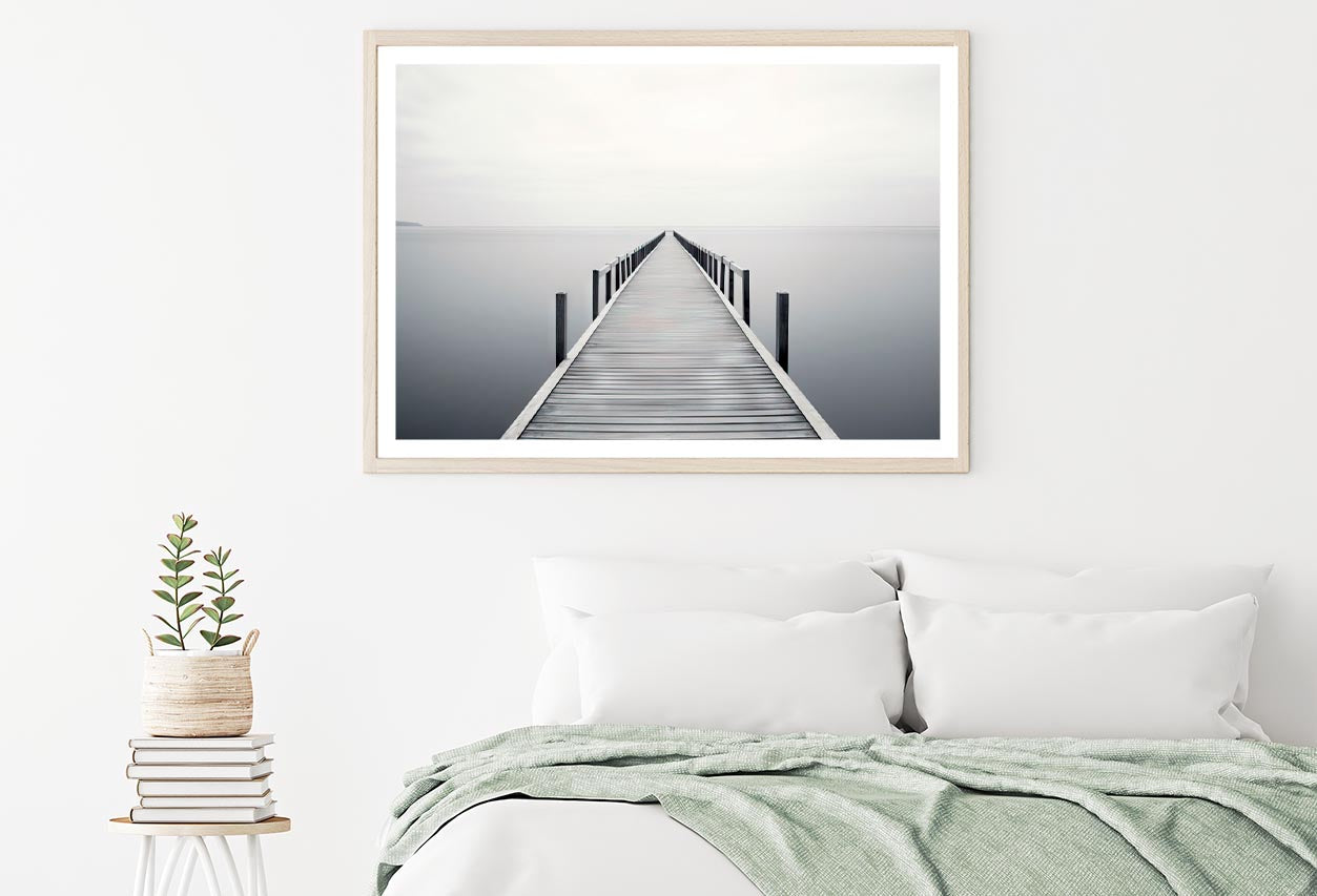 Wooden Pier on A Tranquil Lake Shrouded in Misty Home Decor Premium Quality Poster Print Choose Your Sizes