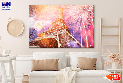 Fireworks In the Sky Over the Eiffel Tower Wall Art Decor 100% Australian Made