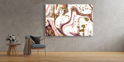 Pink & Gold Abstract UV Direct Aluminum Print Australian Made Quality