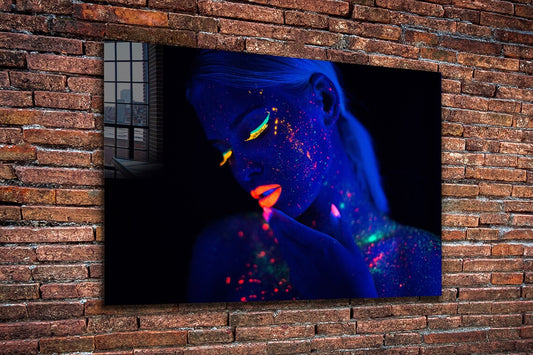 Neon Woman Abstract UV Direct Aluminum Print Australian Made Quality