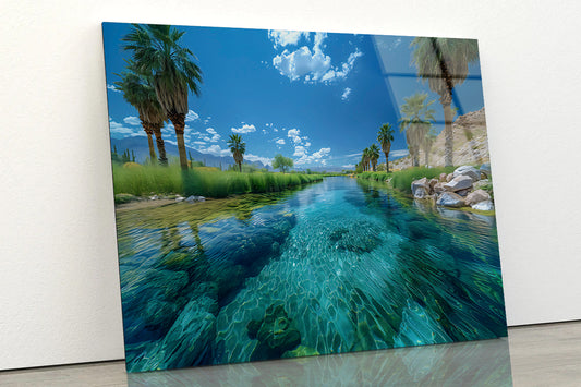 Tropical Island with Trees Acrylic Glass Print Tempered Glass Wall Art 100% Made in Australia Ready to Hang