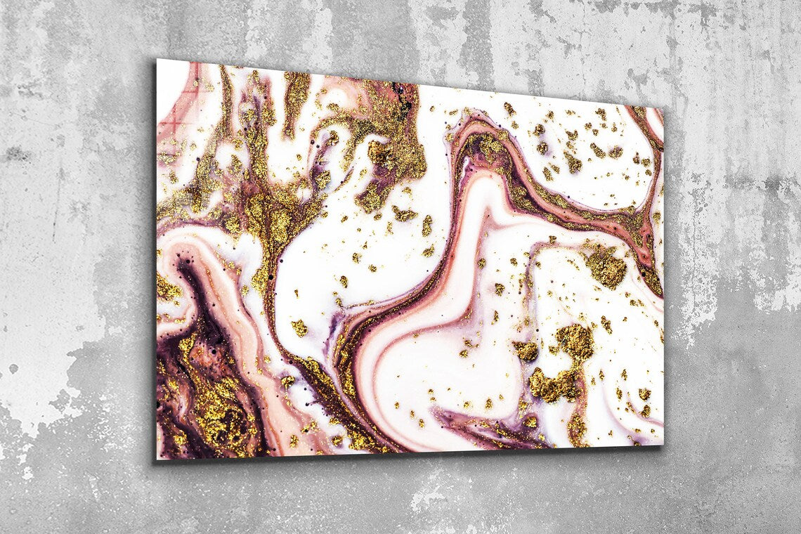 Pink & Gold Abstract UV Direct Aluminum Print Australian Made Quality