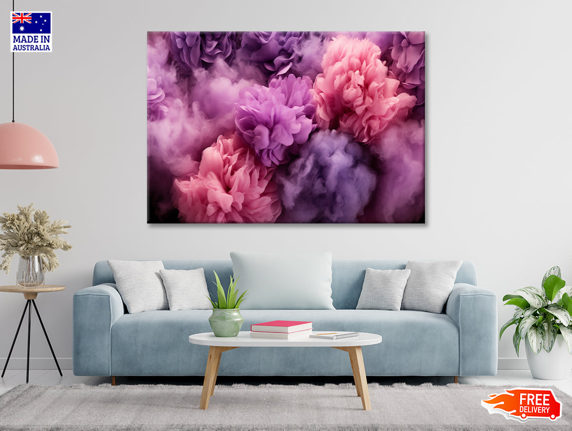 Bunch of Flowers with Pink Smoke Print 100% Australian Made - Bella Home Decor