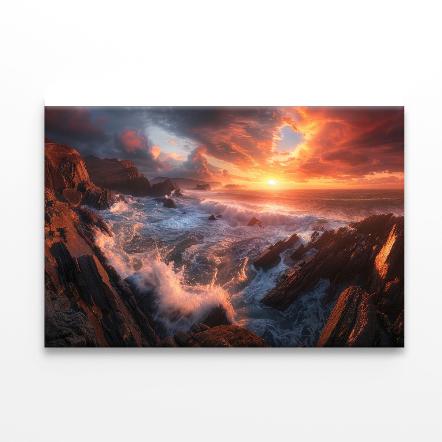 Sunset over a Rocky Beach Print 100% Australian Made - Bella Home Decor