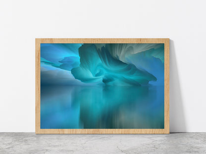 Surreal Lake & Reflections Abstract Glass Framed Wall Art, Ready to Hang Quality Print Without White Border Oak