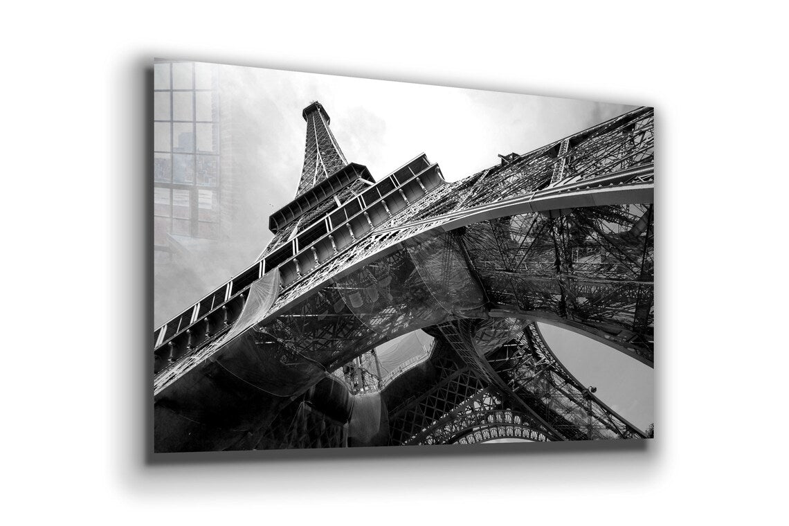 Eiffel Tower B&W View UV Direct Aluminum Print Australian Made Quality