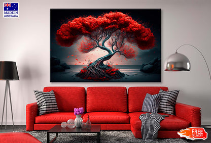 3d Red Single Tree Scenery Art Wall Art Limited Edition High Quality Print