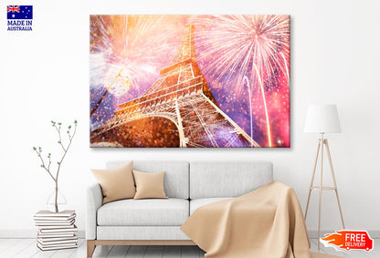 Fireworks In the Sky Over the Eiffel Tower Wall Art Decor 100% Australian Made