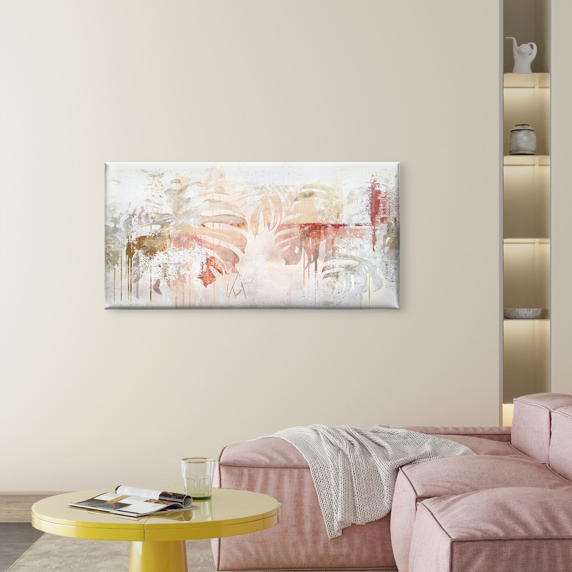 Abstract Boho Tropical Palm Leaf Wall Art Canvas Office Home Room Framed 120x60c