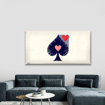 Spade-Shaped Red and Pink Heart Wall Art Canvas Office Home Room Framed 120x60cm - Bella Home Decor