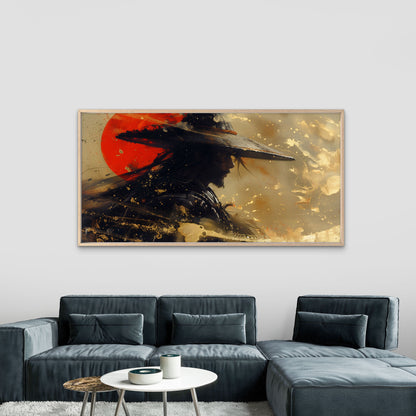 Warrior With Rising Sun Wall Art Canvas Office Home Room Framed 120x60cm