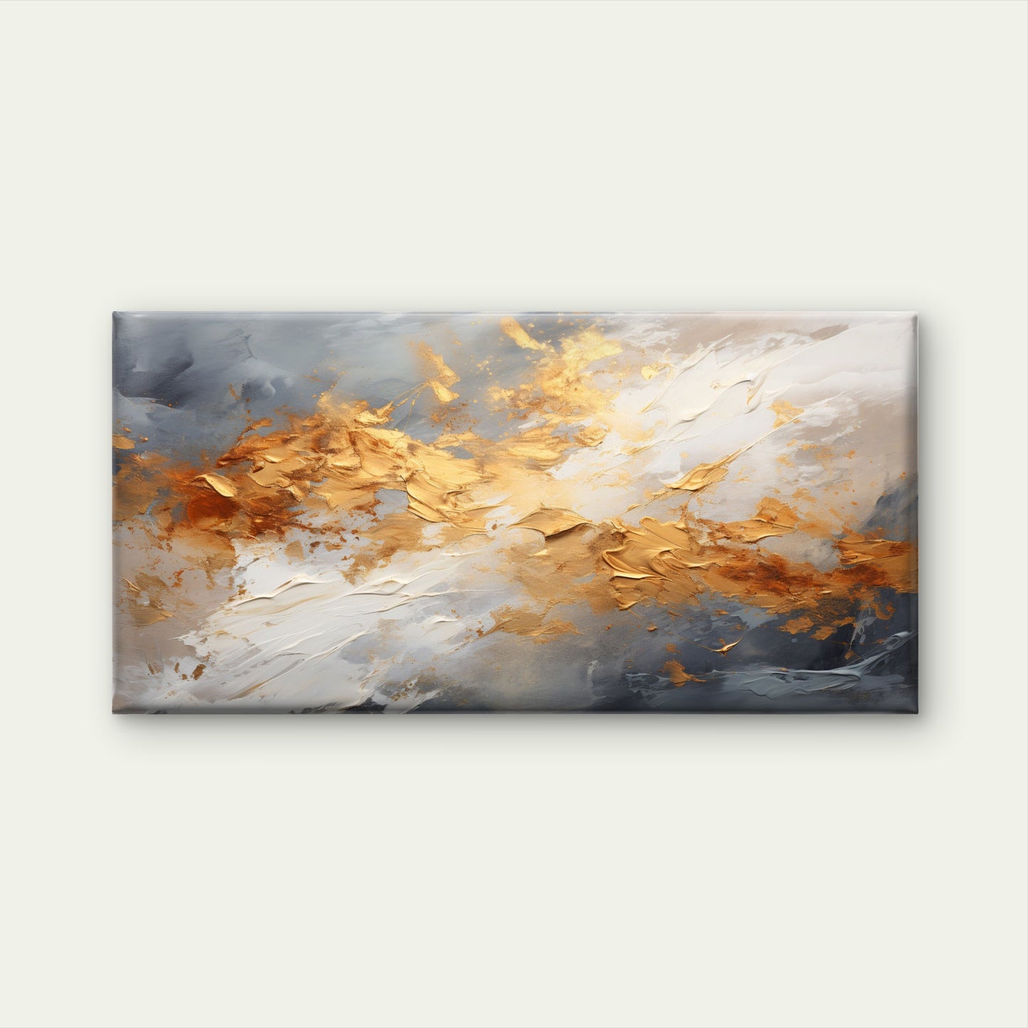 Gold Grey White Abstract Wall Art Canvas Office Home Room Framed 120x60cm
