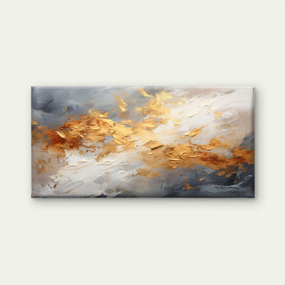 Gold Grey White Abstract Wall Art Canvas Office Home Room Framed 120x60cm