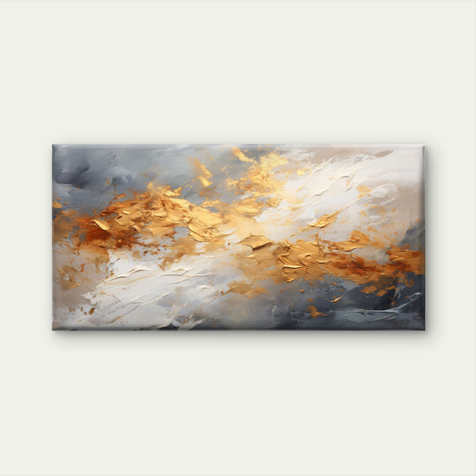 Gold Grey White Abstract Wall Art Canvas Office Home Room Framed 120x60cm
