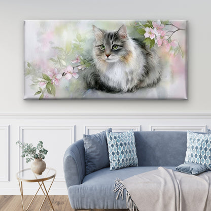 Pastel Spring Flowers & Animal Portrait Wall Art Canvas Office Home Room Framed 120x60cm