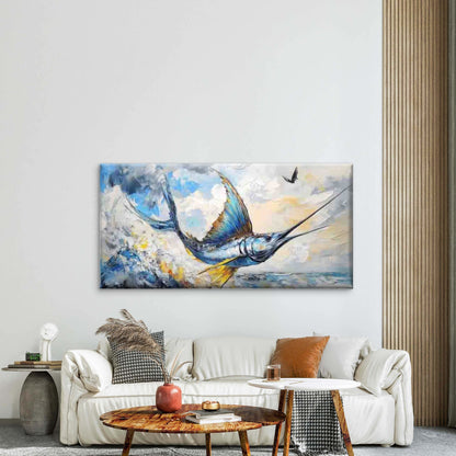 Abstract Painting of an Ocean Wall Art Canvas Office Home Room Framed 120x60cm - Bella Home Decor