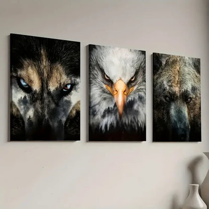 3pcs Ferocious Animals Gaze At Modern Fashion Art Wall Art Canvas Unframed - High Quality Print 100% Australian Made Wall Canvas