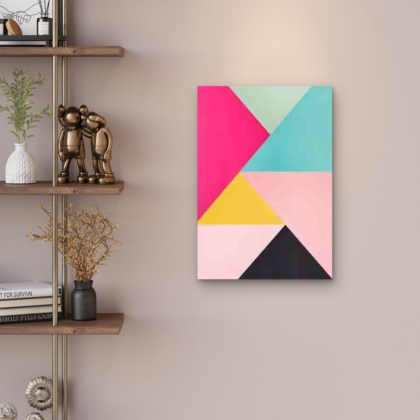 Vibrant Triangles And Squares Abstract Geometric Metal Print Ready to Hang - Bella Home Decor