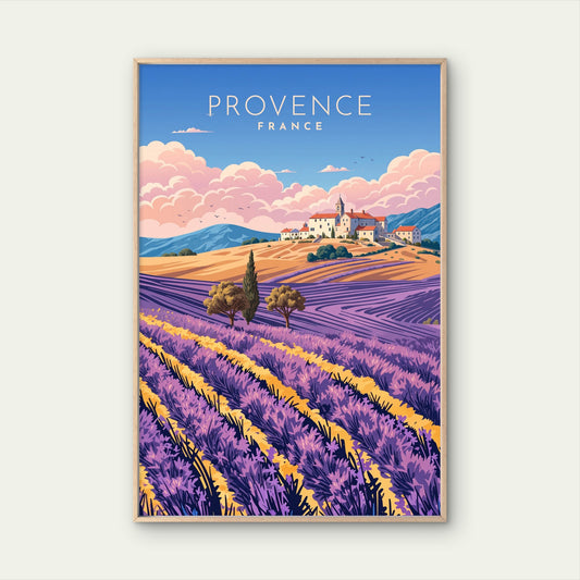 Provence France Lavender Field Farm Travel Poster Print Wall Art