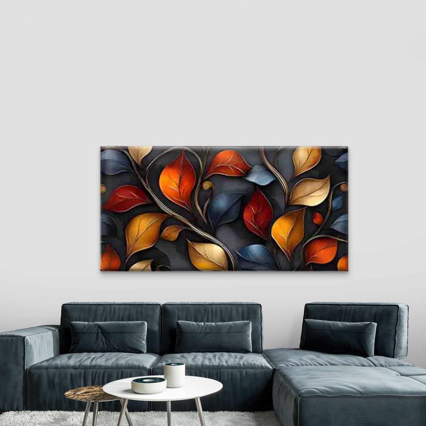 Colorful 3D Leaf Pattern Wall Art Canvas Office Home Room Framed 120x60cm - Bella Home Decor