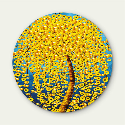 Yellow Flower Trees Acrylic Glass Rounded Print Tempered Glass Wall Art 100% Made in Australia Ready to Hang