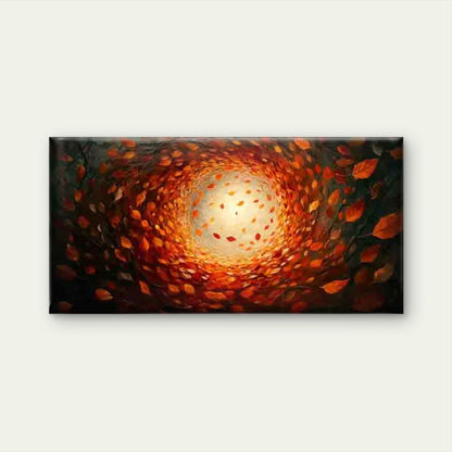 Autumn Leaves in a Spiral Wall Art Canvas Office Home Room Framed 120x60cm - Bella Home Decor