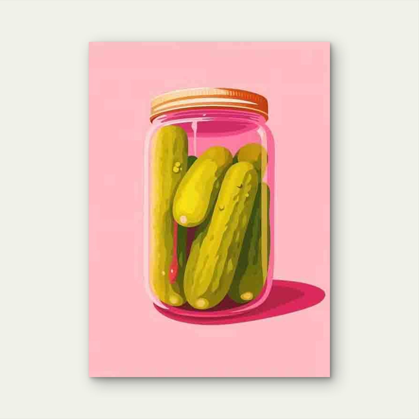 Vintage Pickle Jar Illustration 60x90cm Metal Print Ready to Hang - Bella Home Decor