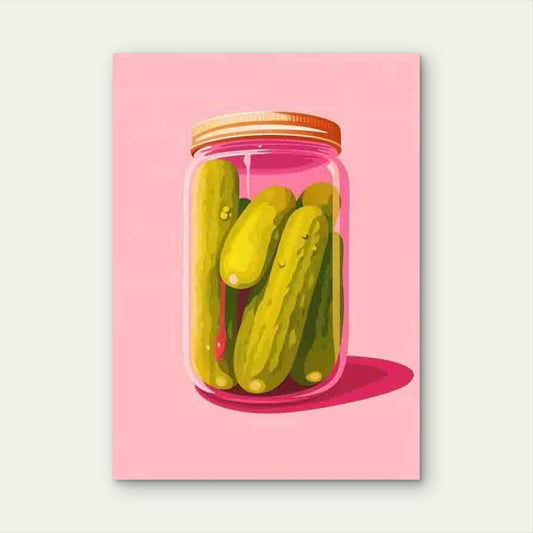 Vintage Pickle Jar Illustration Metal Print Ready to Hang