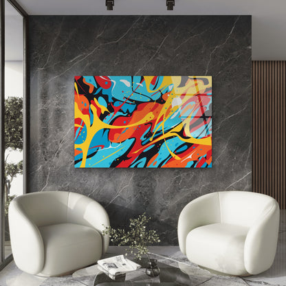 Abstract Fluid Street Graffiti Splatter  Acrylic Glass Printing Wall Art Australian Made Quality