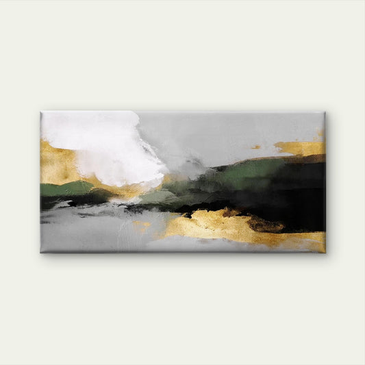 Green Gold Gray Black Abstract Wall Art Canvas Office Home Room Framed 120x60cm