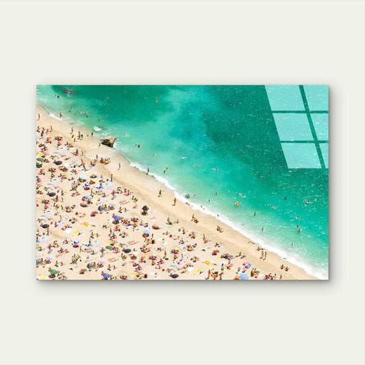 Seaside People Beach Tempered Glass Printing Wall Art Australian Made Quality