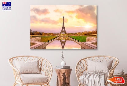 View Of the Eiffel Tower from The Reflecting Pool Wall Art Decor 100% Australian Made