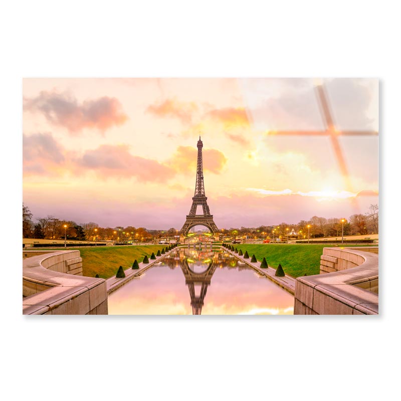 View Of the Eiffel Tower from The Reflecting Pool Acrylic Glass Print Tempered Glass Wall Art 100% Made in Australia Ready to Hang - Bella Home Decor