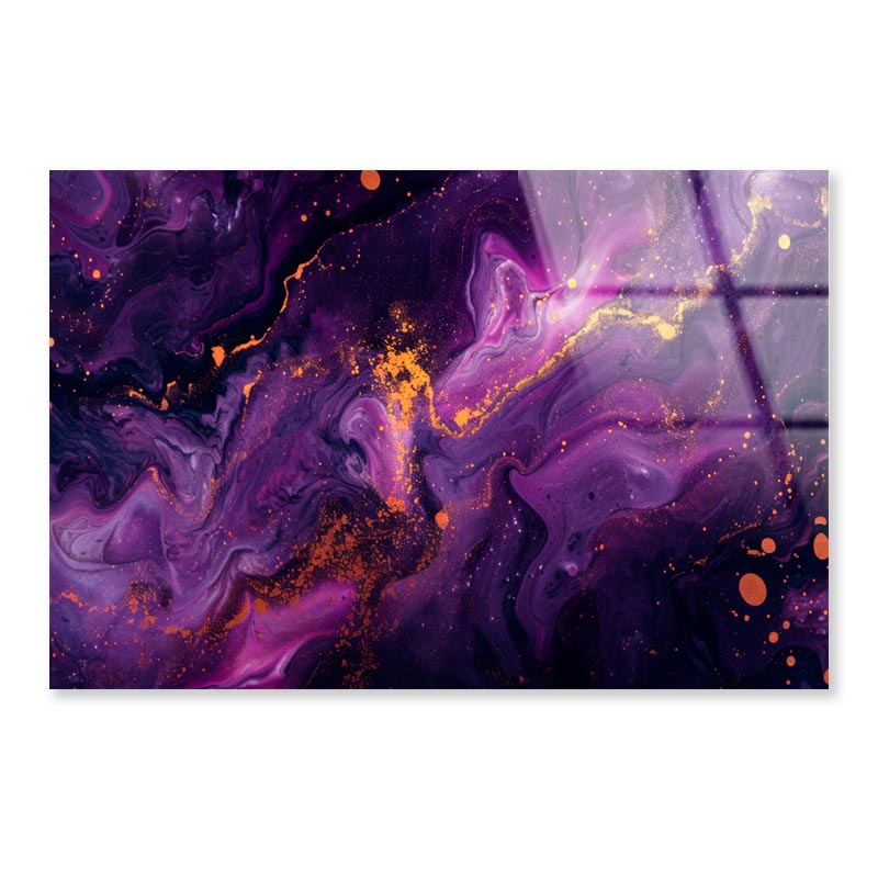Purple Gold & Black Abstract  Acrylic Glass Print Tempered Glass Wall Art 100% Made in Australia Ready to Hang - Bella Home Decor