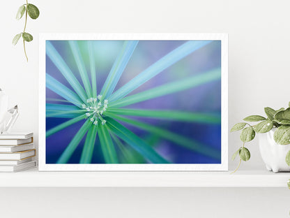 Palm Leaf Macro View Nature Glass Framed Wall Art, Ready to Hang Quality Print Without White Border White