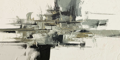 Grey Abstract Oil Painting Wall Art Canvas Office Home Room Framed 120x60cm - Bella Home Decor