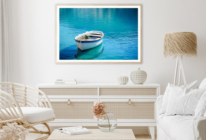 Small White Fishing Boat Floating Alone Home Decor Premium Quality Poster Print Choose Your Sizes - Bella Home Decor