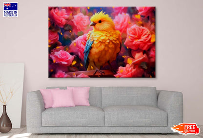 Cute Bird & Flowers Abstract Wall Art Limited Edition High Quality Print