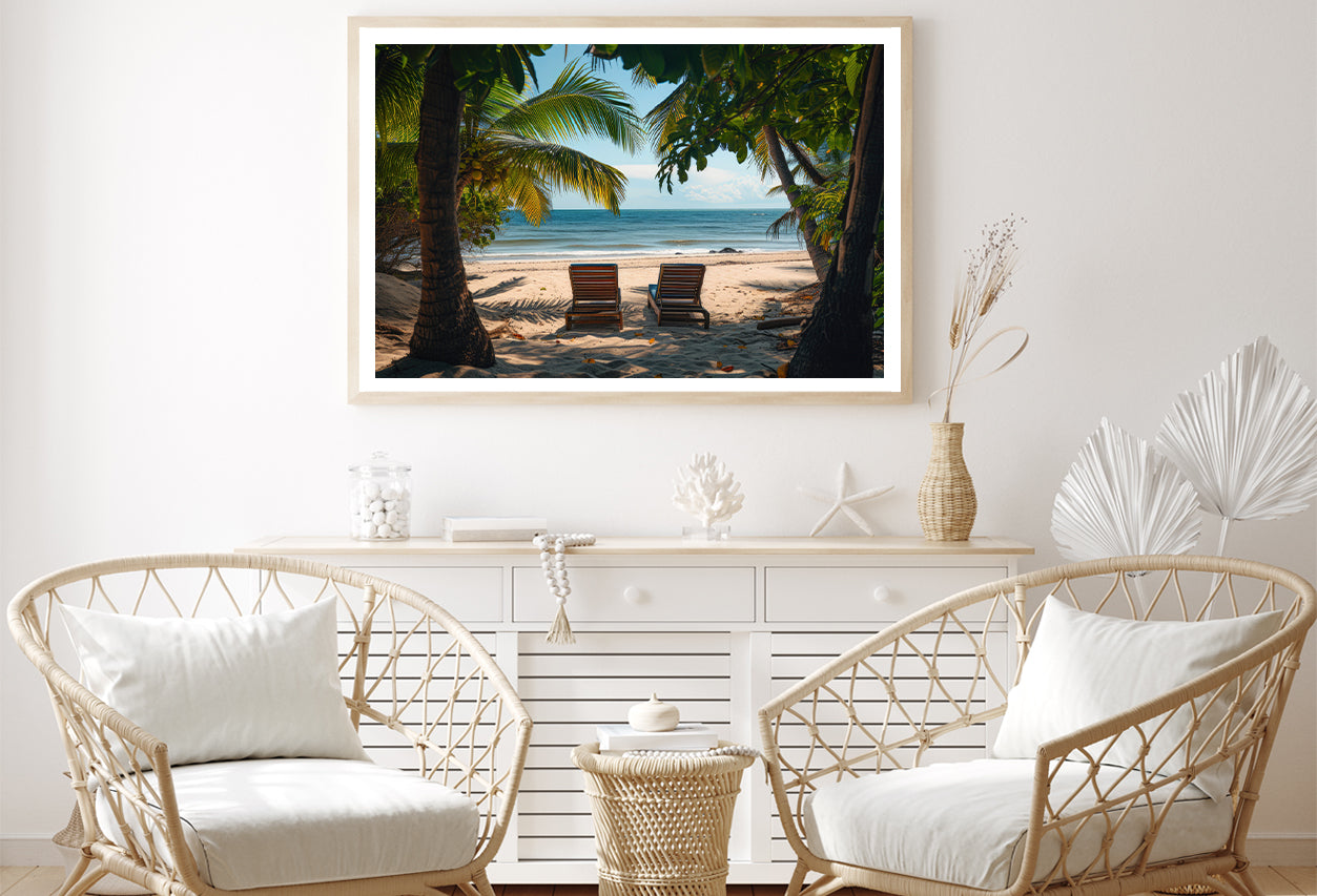 Coconut Trees and Beach Chairs Home Decor Premium Quality Poster Print Choose Your Sizes - Bella Home Decor