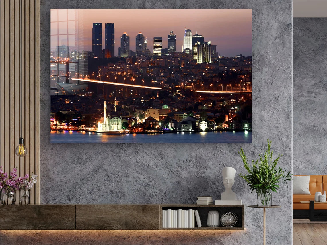 Night City Sea View UV Direct Aluminum Print Australian Made Quality