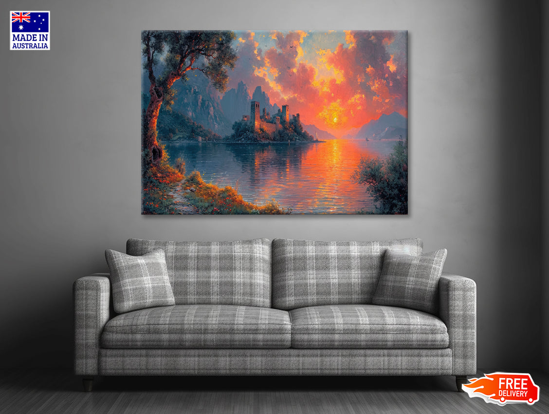 Fortress on an Island with Sky Print 100% Australian Made - Bella Home Decor