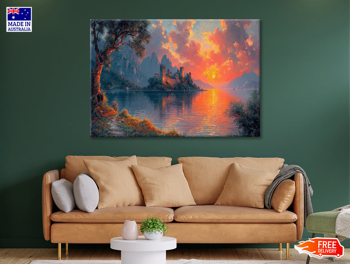 Fortress on an Island with Sky Print 100% Australian Made - Bella Home Decor