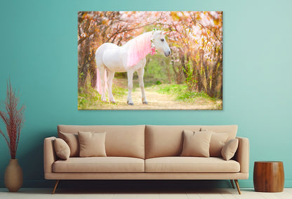 Unicorn Snow-White with Pink Mane Wall Art Decor 100% Australian Made - Bella Home Decor