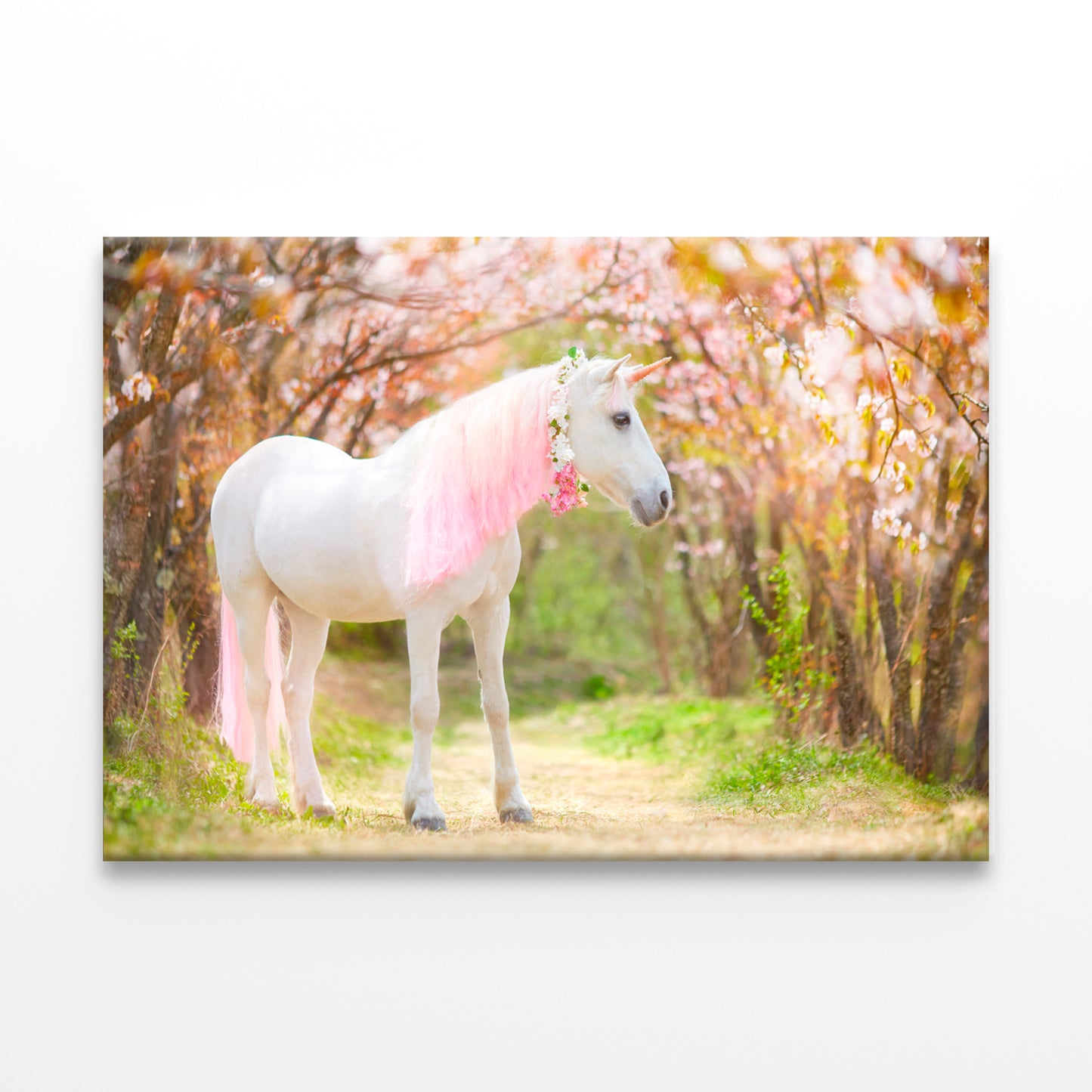 Unicorn Snow-White with Pink Mane Wall Art Decor 100% Australian Made - Bella Home Decor